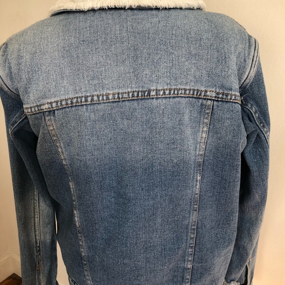 PACSUN DENIM WOMENS LINED FAUX FUR SHERPA JEAN JACKET SMALL WOMENS JEANS - Picture 4 of 16